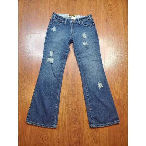 Hang Ten Womens Juniors  Blue Jeans  Distressed  Bootcut 5 X 31 NWT - Picture 1 of 10